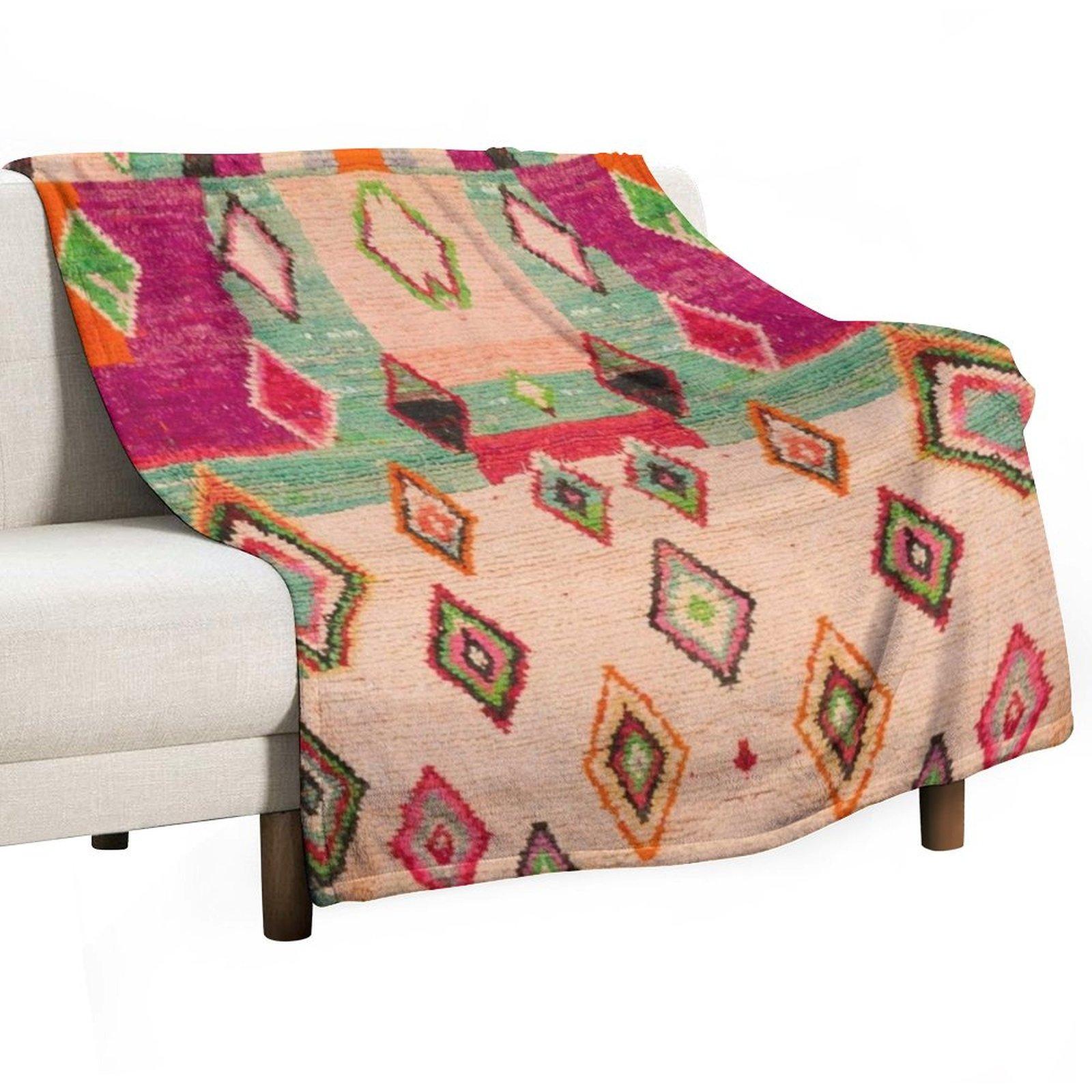 

Traditional Moroccan Berber Design Throw Blanket Blankets For Sofas heavy to sleep Hairy Moving Blankets 30x40in