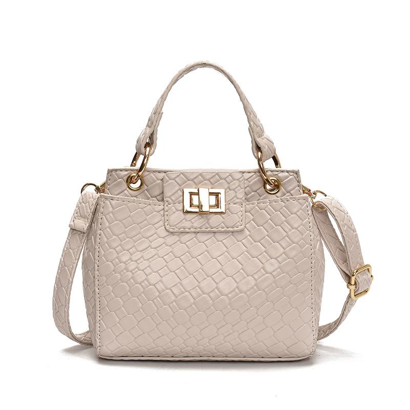 

Stone pattern bag new fashion niche bag versatile temperament handbag solid color fashion messenger bag білий