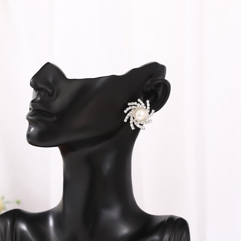 Chic European & American Rhinestone Tassel Earrings with Chain Design