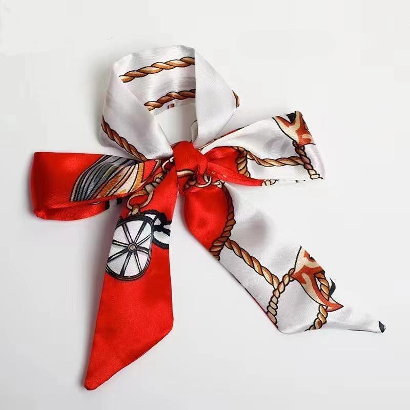 New Print Flower Small Scarf for Women Handle Bag Ribbons Brand Fashion Head Scarf Small Long Skinny Scarves Wholesale Headbands