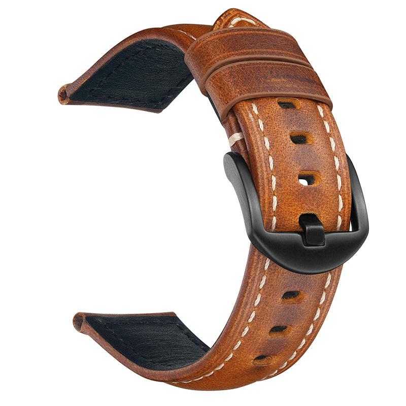 Retro Oil Wax Leather Watch Band high-quality cowhide Watchband 20mm Universal SmartWatch Bands For Huawei Xiaomi Panda Straps