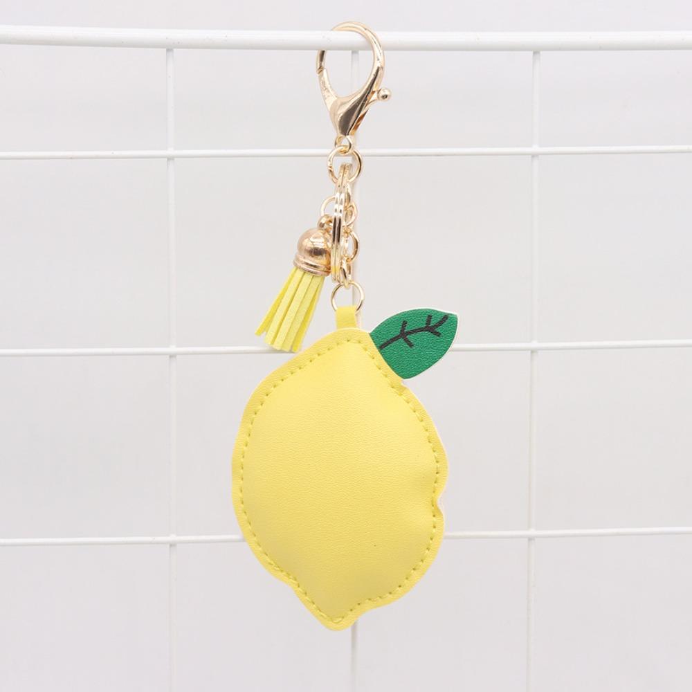 

Fruit Lemon Keychain Car Keyring Bag Pendant Cute PU Leather Hanger Women Style E