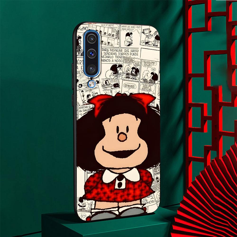 Cute Mafalda Case for Samsung Galaxy A10s A50 A50s A02s A03s A20 A30 A20e A70 A70s A20s A30s A10 A40 A04 A04s Black Phone Cover