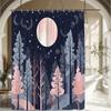 1pc Moonlit Forest Shower Curtain with Tree Landscape Design, Adds a Mysterious Ambiance To Your Bathroom, 70. 8x70. 8 Inches