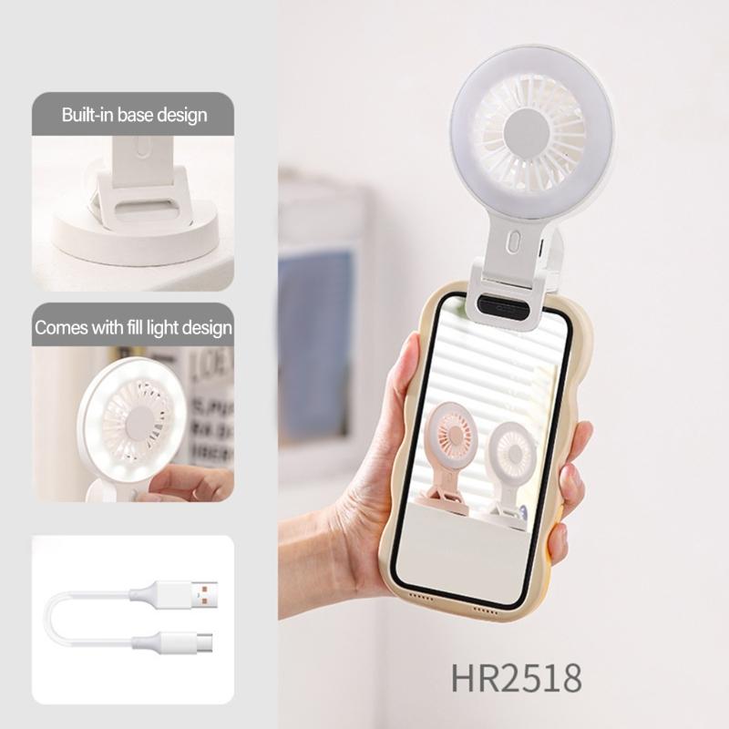 Portable USB Charging Desk Fan With Phone Holder And Three Speed Setting Suitable For Camping Photography Mobile Devices