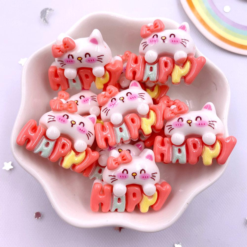 10PCS Resin Colorful Rabbit Lollipop Gift Box Cats Bear Cake Dog Flat back Figurines Scrapbooks DIY Bow Decor Accessories Crafts