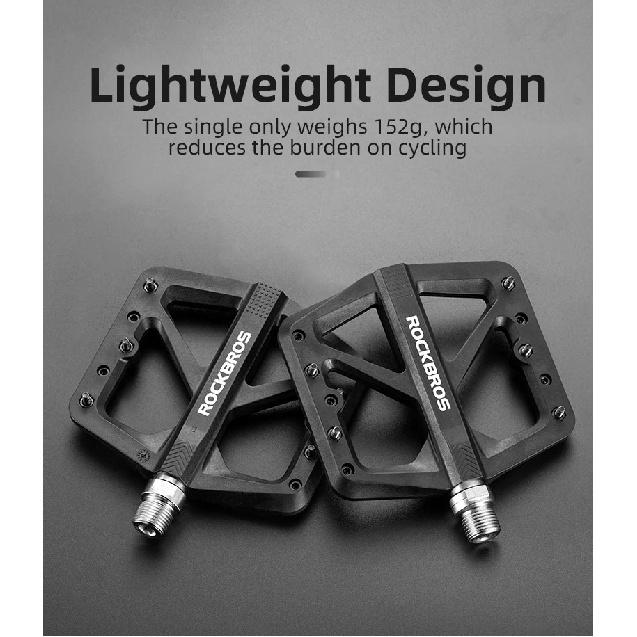 ROCKBROS Bike Pedals Nylon DU Bearing Ultra-light Mountain Non-Slip Bicycle Pedals Big Foot Road MTB Pedals Cycling Accessories