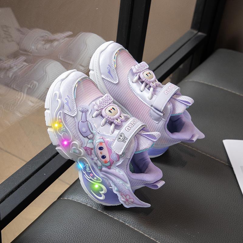 Labubu Mädchen Leuchtende Mesh Laufschuhe - Herbst 2025: Atmungsaktiv, Weiche Sohle, Lederoberfläche Sportsneaker