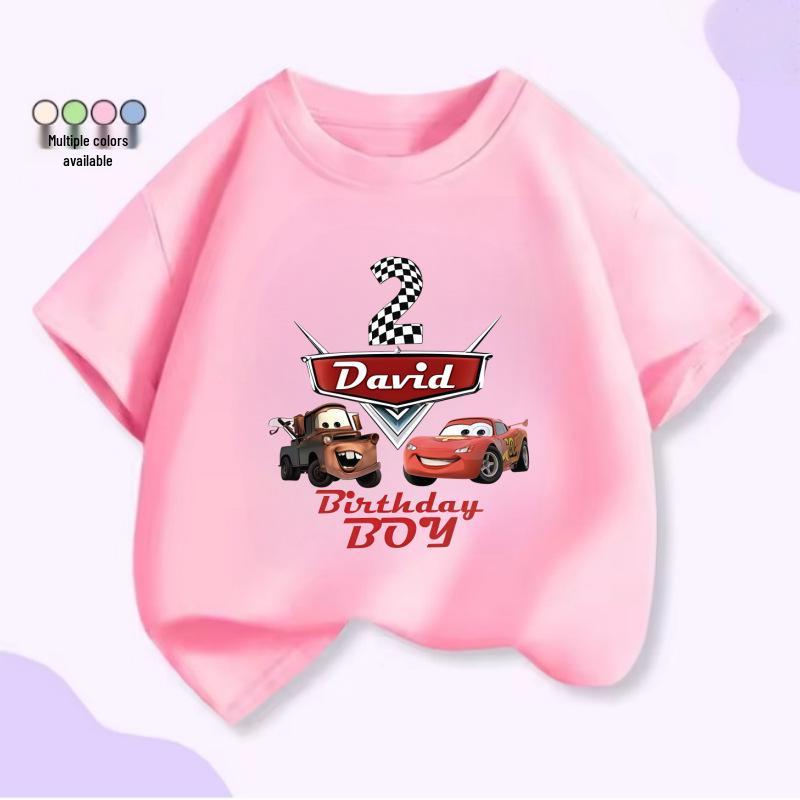 Kinder-Autos-Thema McQueen Bucktooth T-Shirt - Cartoon-Print Baumwolle Kurzarm für Jungen & Mädchen