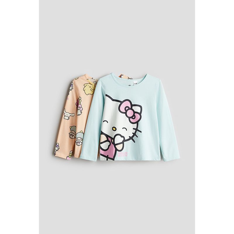 

[Серия Sanrio] HM Детская одежда для девочек Футболка 2 штуки Осень Принт круглый вырез Длинный рукав Топ 1172234