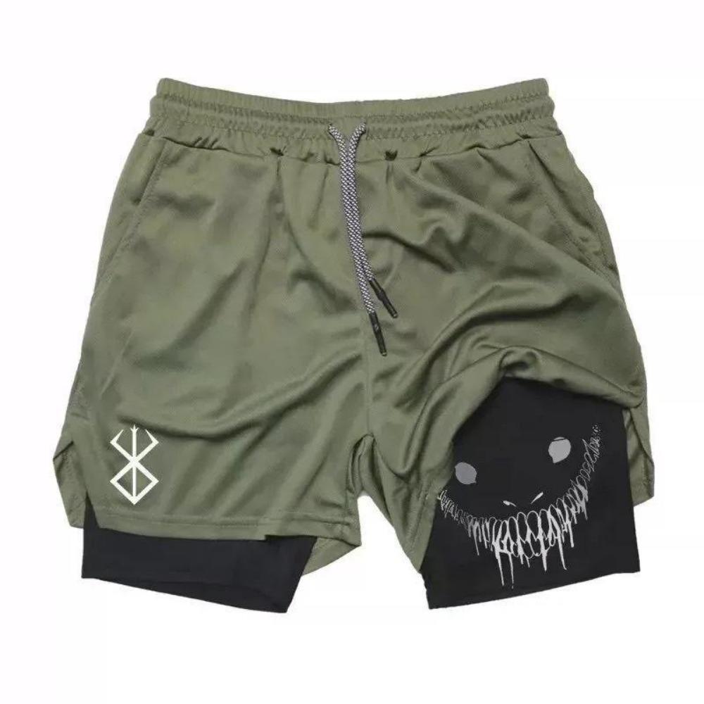 Happy Soles Heren 2-in-1 Sportshorts, Sneldrogende Hardloopshorts, Sportschool en Fitness Training, Dubbele Laag L