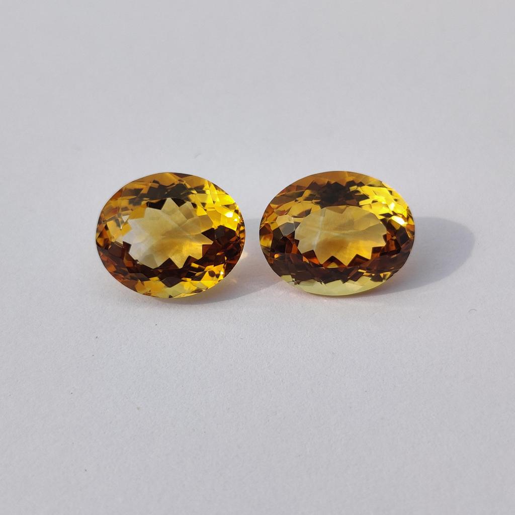 Earrings Making Oval Cut Eye Clean Citrine Stones, 2 Pieces Set Natural Citrine Gemstone, 10.70 Carat, 12 To 13 Mm Size.