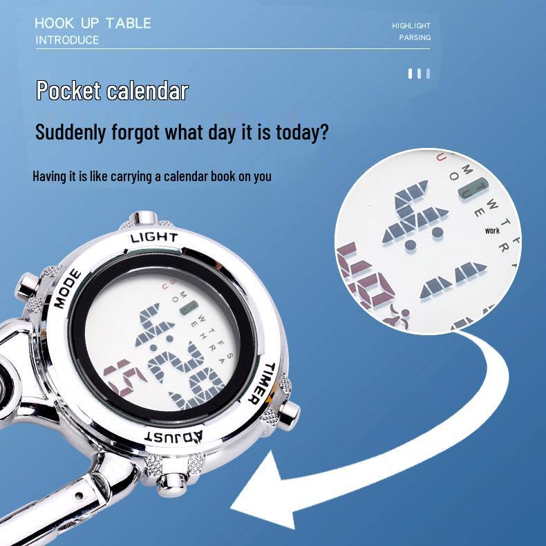 Multi-Function Outdoor Mountaineering Buckle Watch with Luminous Display and Alarm Clock