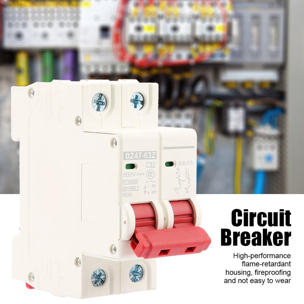 Air Switch DZ47-63Z 2P Circuit Breaker DC 500V 10A/16A/20A/32A/40A/63A MCB DC Circuit Breaker Industrial Use