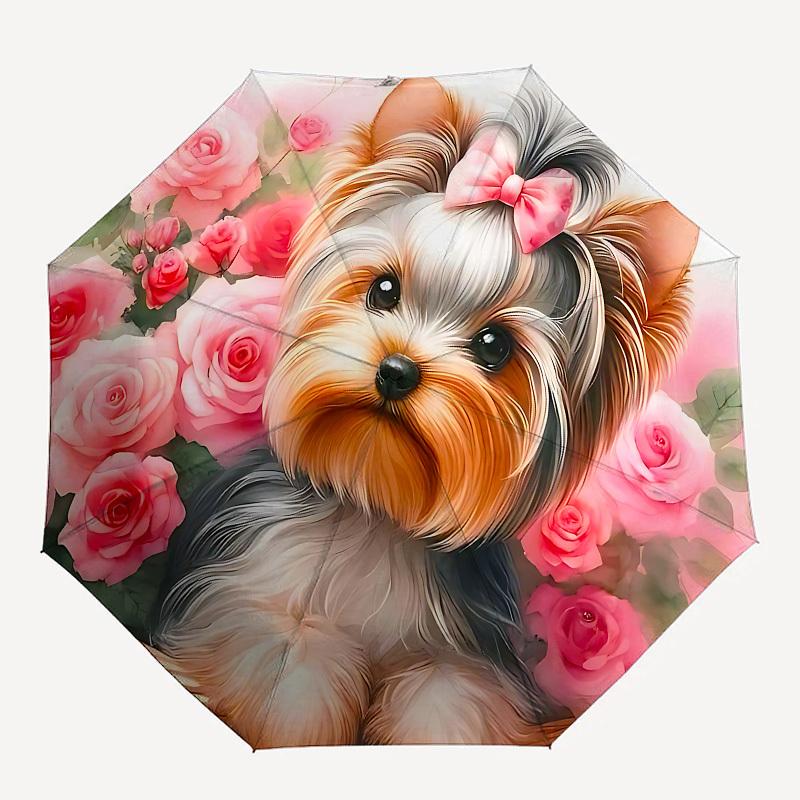 

1pc dog flowers umbrella with 8 iron ribs and a plastic handle, automatic opening and closing, and daily use.1047