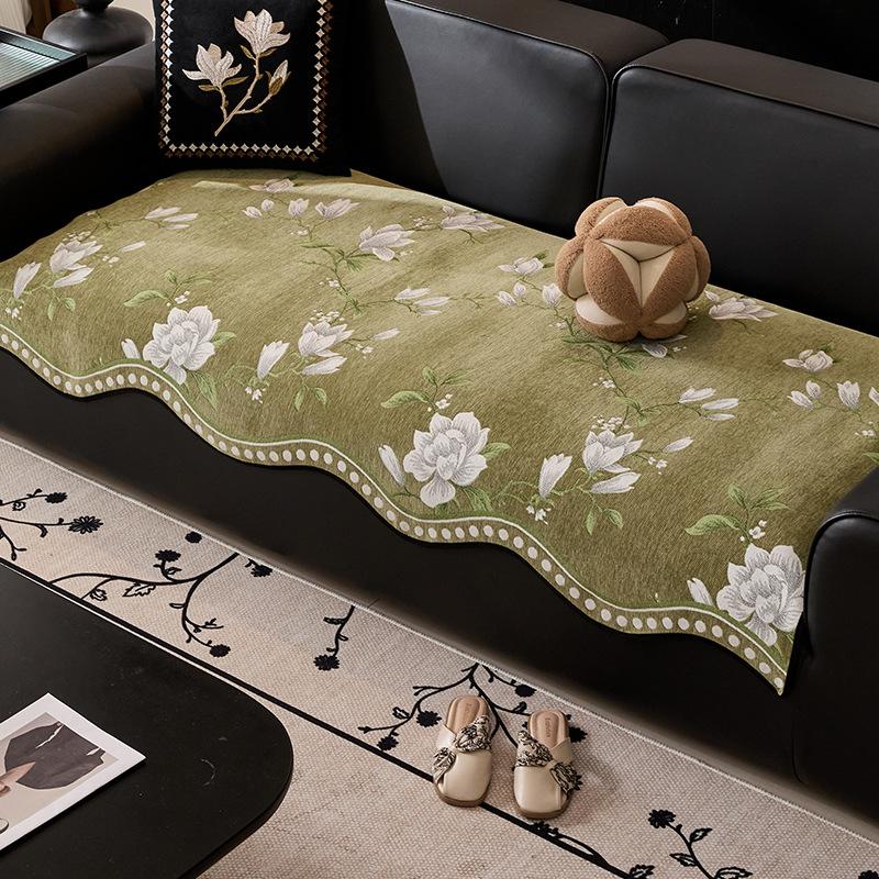 Retro Special-Shaped Sofa Cushion Universal In All Seasons, New Leather Sofa Seat Cushion, Non-Slip Light Luxury High-End Sofa Cover Towel