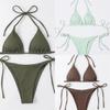 Neue Sexy Halter Rippen Bikini Frauen Bademode Weiblichen Badeanzug Zwei-stück Bikini set Gepolsterte Badende Badeanzug Schwimmen Dame