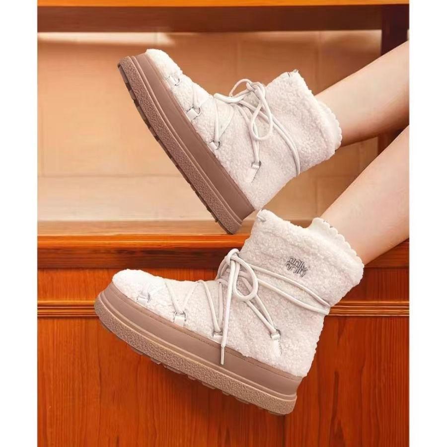 Snow Boots Women's 2025 Winter New Thick-soled Versatile Piled Thickened Fluffy Shoes Cotton Shoes Northeast Cotton Boots Women