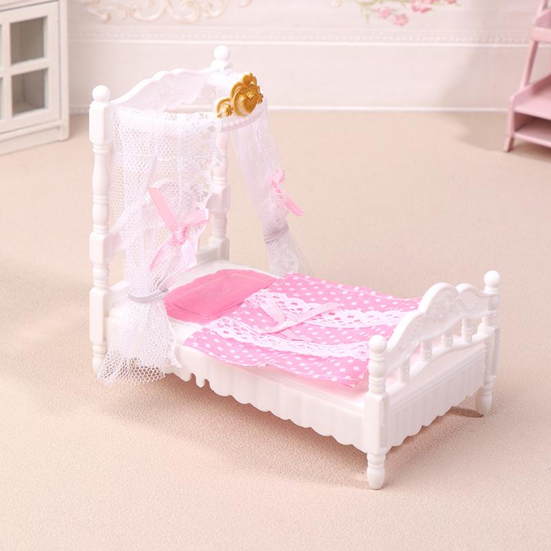 1/12 Dollhouse Princess Bed Bedsheet Mosquito Net Kit Dollhouse Bed Room Furniture Decoration Dolls House Accessories