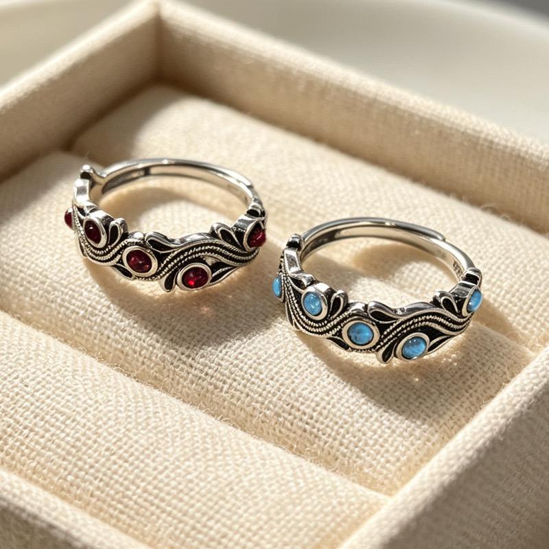 Xiaomi BF CLUB 925 Sterling Silver Ring For Women Jewelry Retro Stone Open Vintage Handmade Ring Allergy For Party Birthday Gift