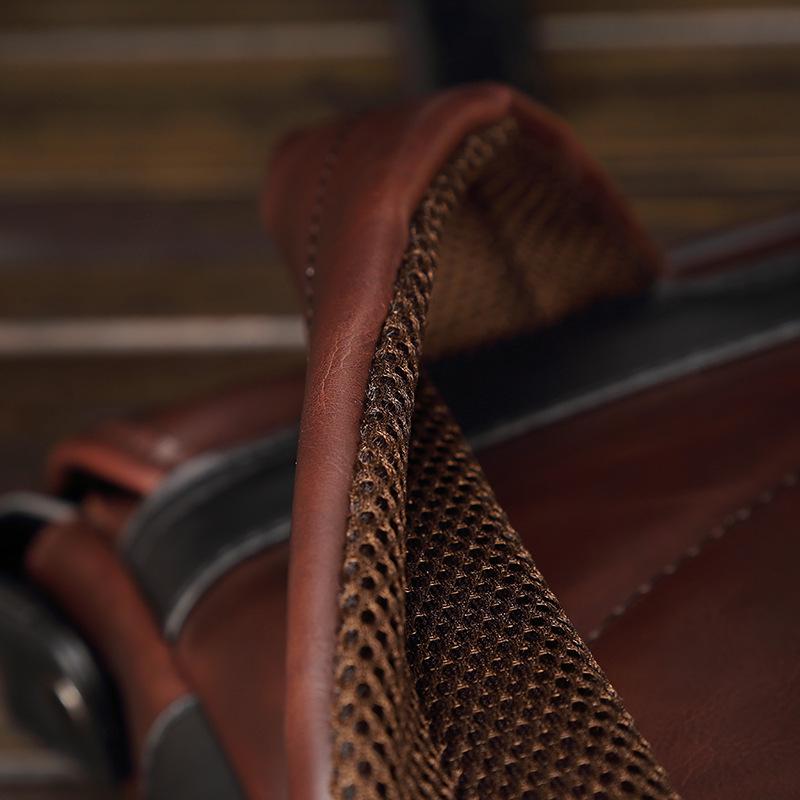 Trendy Men's British Fashion Backpack Personality Design Young Student Backpack Retro Crazy Horse Leather Bag 14-inch Computer Bag