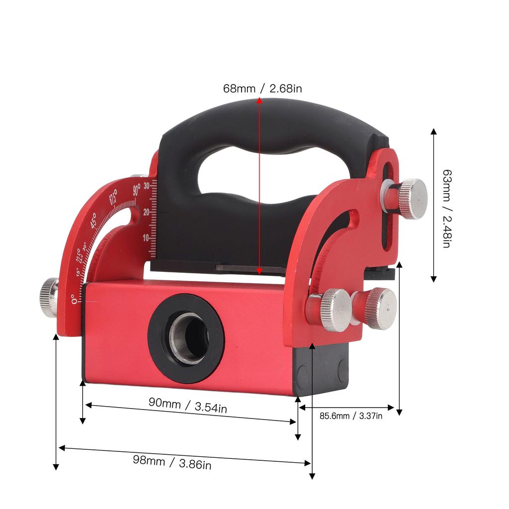 Woodworking Hole Locator Aluminum Alloy 0‑90 degrees Clear Scale Positioner for Inclined Hole
