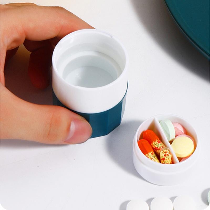 4 In 1 Portable Pill Medicine Crusher Splitter Tablet Divider Cutter Drugs Storage Box Powder Tablet Grinder 4 Layer Travel Pill Box