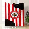 Brentford FC Logo Striped Printed Flannel Blanket for Bedroom, Living Room, Sofa, and Nap