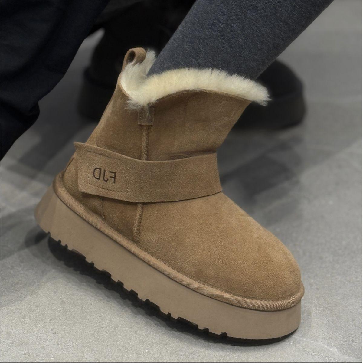 

Женские мягкие эластичные зимние меховые ботинки на толстой подошве, теплые, с холодозащитной подкладкой, нескользящие, износостойкие, повседневные спортивные хлопковые ботинки 40 коричневый