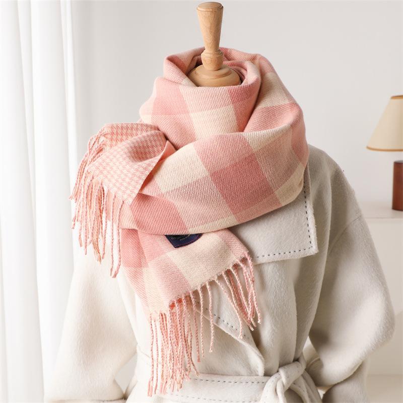 British Classic Plaid Scarf  Striped Unisex Winter Wrap, Soft Warm Windproof Tassel Edges, Versatile Male & Female Scarf