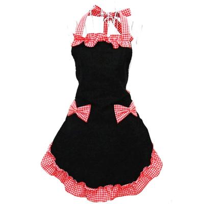 Printed Apron with Adjustable Bow, Plaid Bib Apron for Restaurant, Floral Work Apron