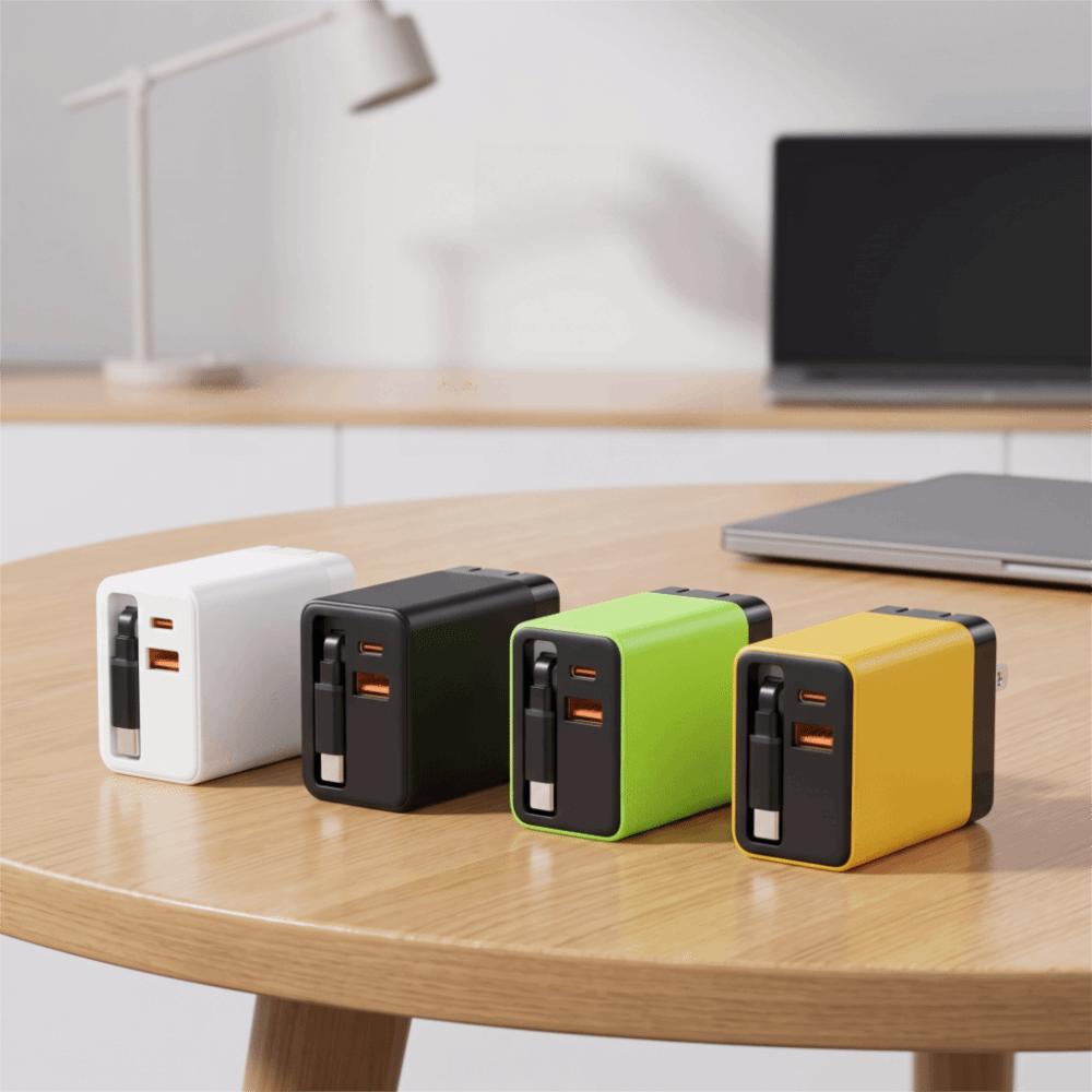 Retractable Cable Fast Charger 80W Power USB C Charger 3 in 1 PD Fast Charging Travel Use