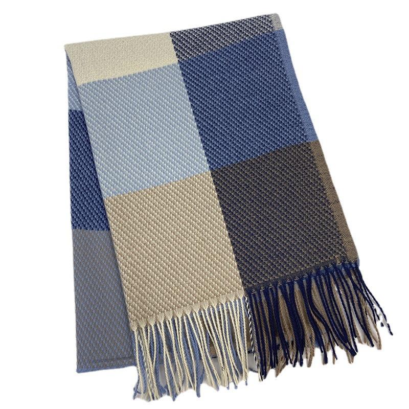 Eșarfă Plaid Nouă de Toamnă și Iarnă pentru Femei, la Modă și Versatilă, Șal pentru Cuplu de Studenți, Eșarfă cu Ciucuri din Cașmir Imitat