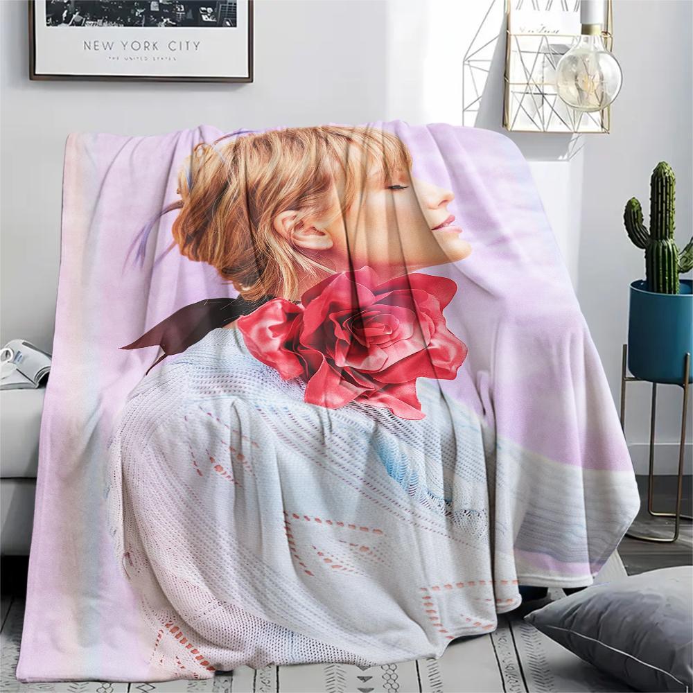 1PC Taylor Print Flannel Blanket, High Quality All Seasons, Home Decor, Warmth and Comfort, Perfect for Christmas Gifts