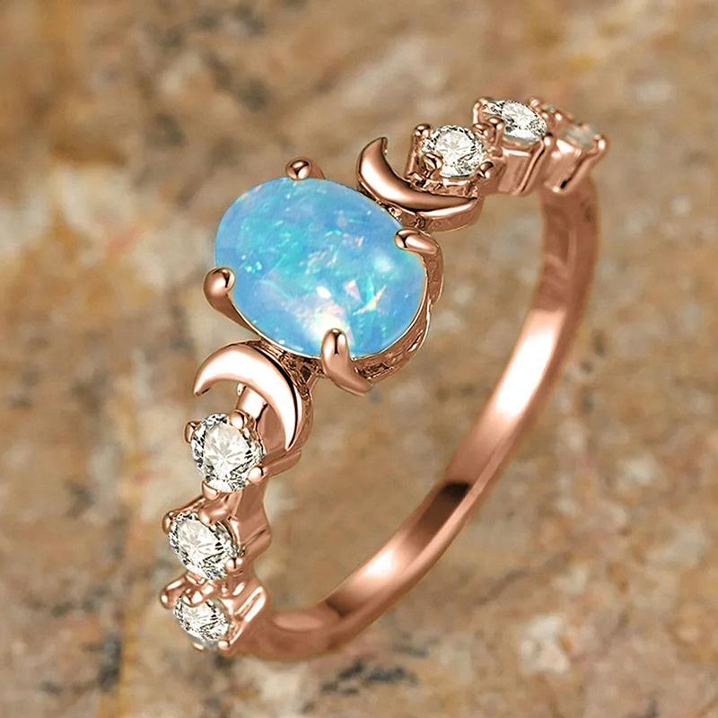 

European and American Style New Retro Oval Ring with Sun and Moon Shining Design, Elegant and Personalized Light Luxury Ring 12