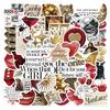 50/100PCS Golden Red Retro Art Aesthetic Stickers Phone Guitar Laptop Notebook Suitcase Water Bottle Waterproof Sticker Decals
