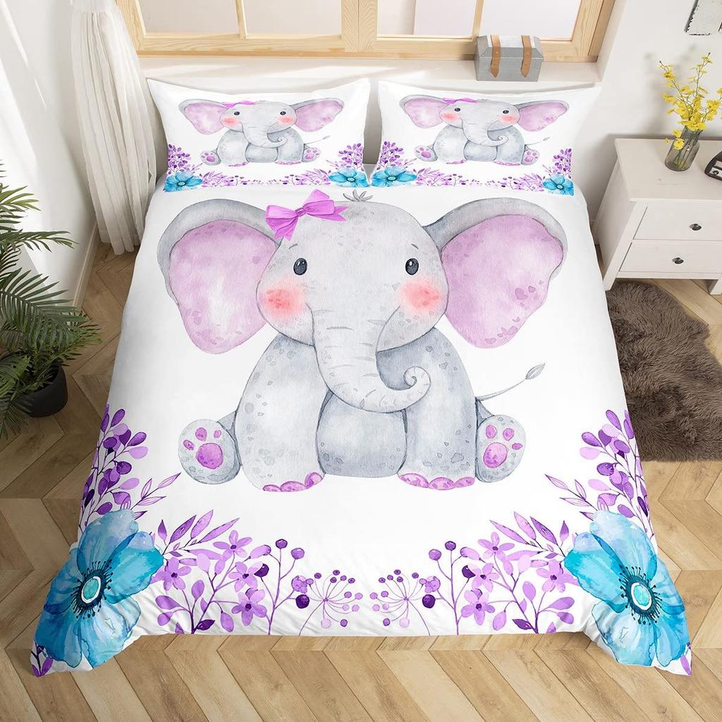 Color Elephant 3D Bedding Home Textiles Three-piece Set Bedding Duvet Cover