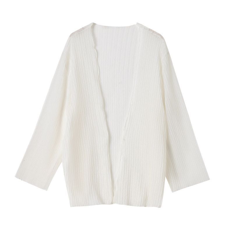 Dámský kardiganový sako Plus Size Letní tenký kardiganový sako Jednobarevný výřez Otevřený přední tenký opalovací krém šál