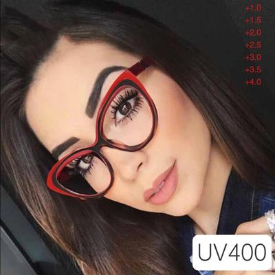 Nové Dámské Brýle na Čtení Módní Kočičí Oko Presbyopické Brýle Vintage Brýle Dioptrie +1,0 Až +4,0