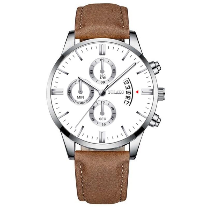 

Luxury Fashion Mens Military Sports Watches Male Brown Leather Quartz Wrist Watch Men Business Casual Watch Relogio Masculino