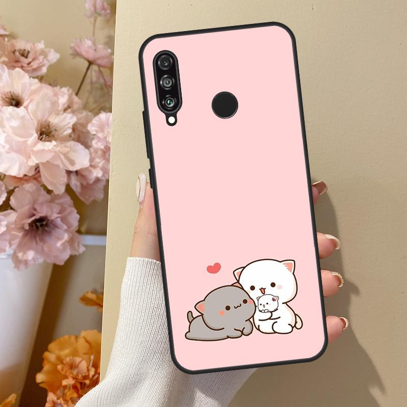 

Чехол с персиковым котом для Honor 50 8X 9X 10i для Huawei P50 Pro P20 P40 P30 Lite P Smart 2021 Nova 5T Huawei P30 Pro