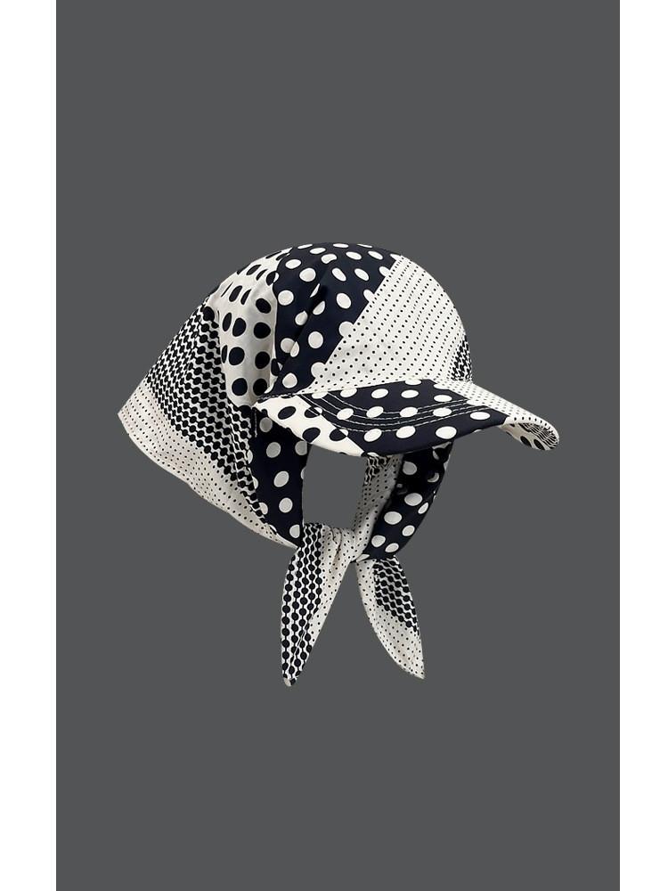 Cappellino da Baseball in Poliestere a Righe Punteggiate con Ricamo per Donna Estiva all'Aperto