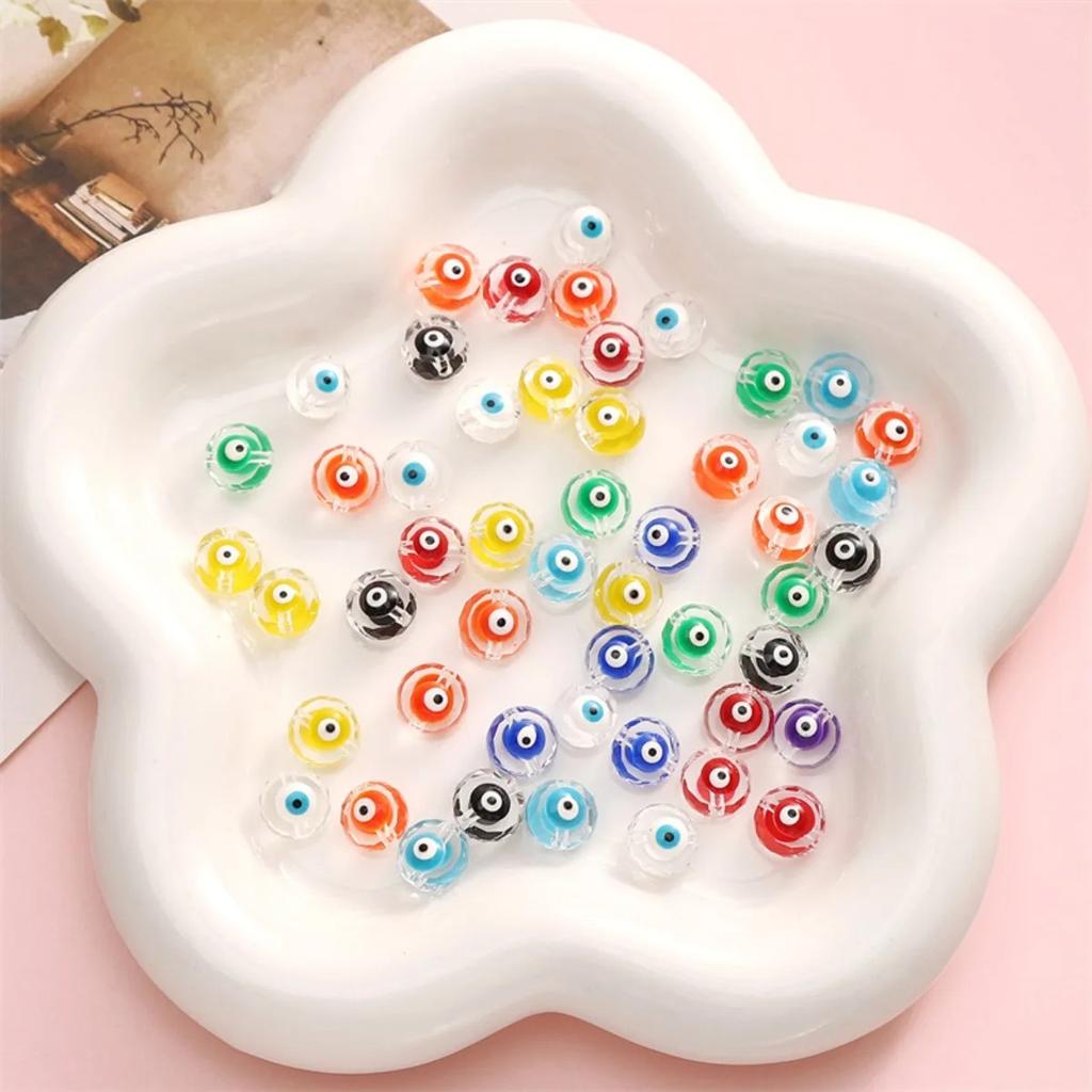 Z38 5pcs 10mm Round Transparent Glossy Glass Bead Candy Color Texture Handmade Jewelry DIY Bracelet Necklace Pendant Accessories
