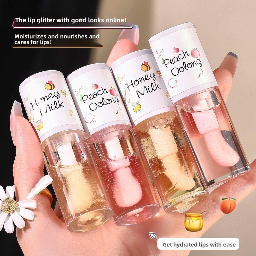 Hydrating Peach Oolong Lip Oil Transparent Moisturizing Lip Balm for Women Men