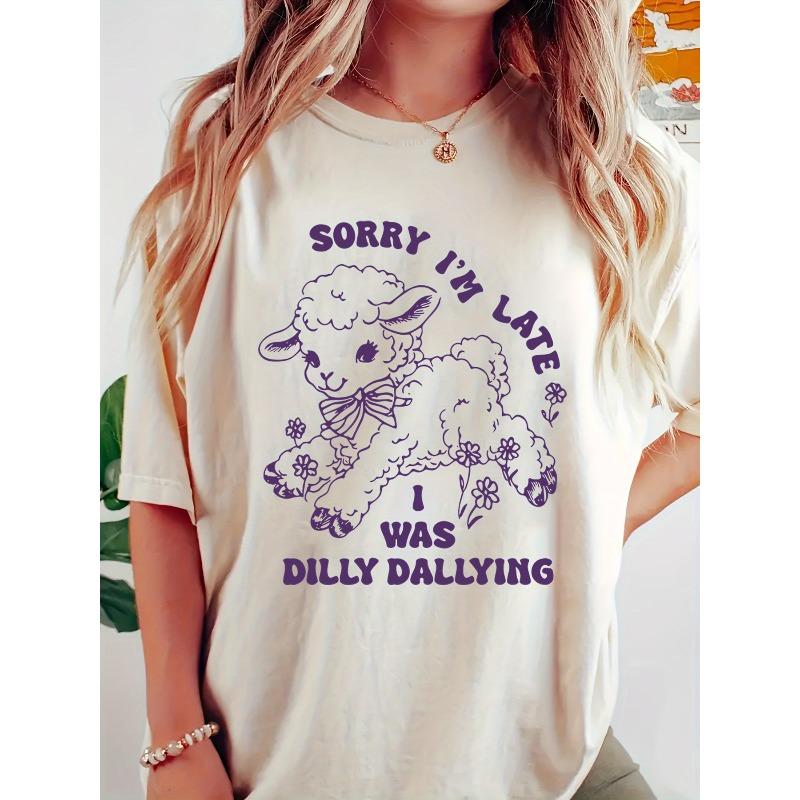 

Letter Pattern T-Shirt, Short Sleeve Crew Neck Casual Top, Summer And Spring, Women S Plus Size Clothing S белый