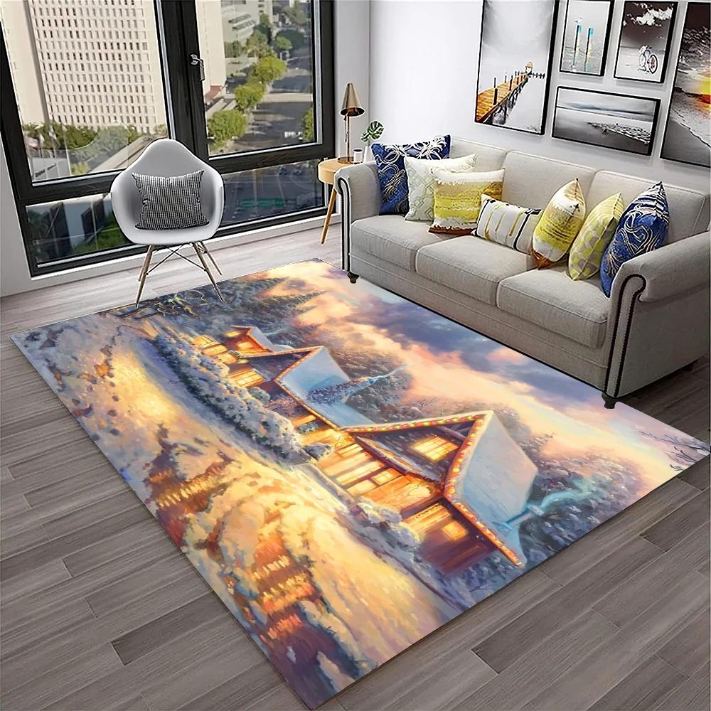 Alfombra con diseño de Papá Noel y árbol de Navidad para niños, regalo para el hogar, sala de estar, dormitorio, sofá, decoración, alfombrilla antideslizante