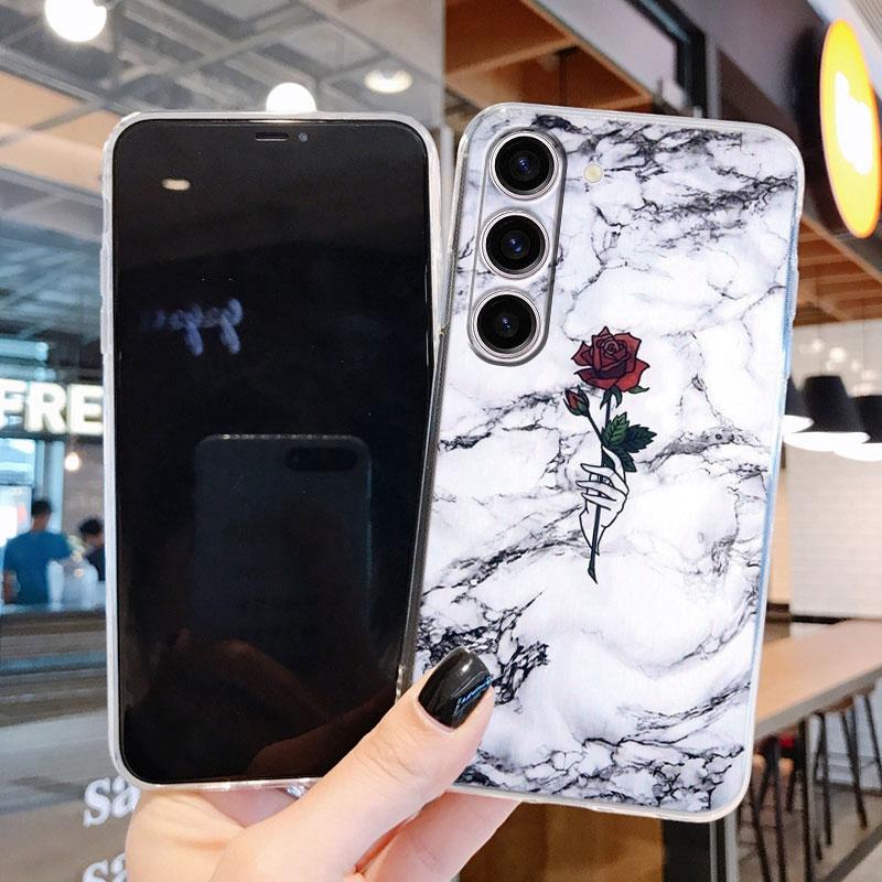 For Samsung Galaxy S24 Case S24 Plus S 24 Ultra Phone Cover Marble Clear Coque Soft TPU Fundas For Samsung S25 FE S25+ Shell