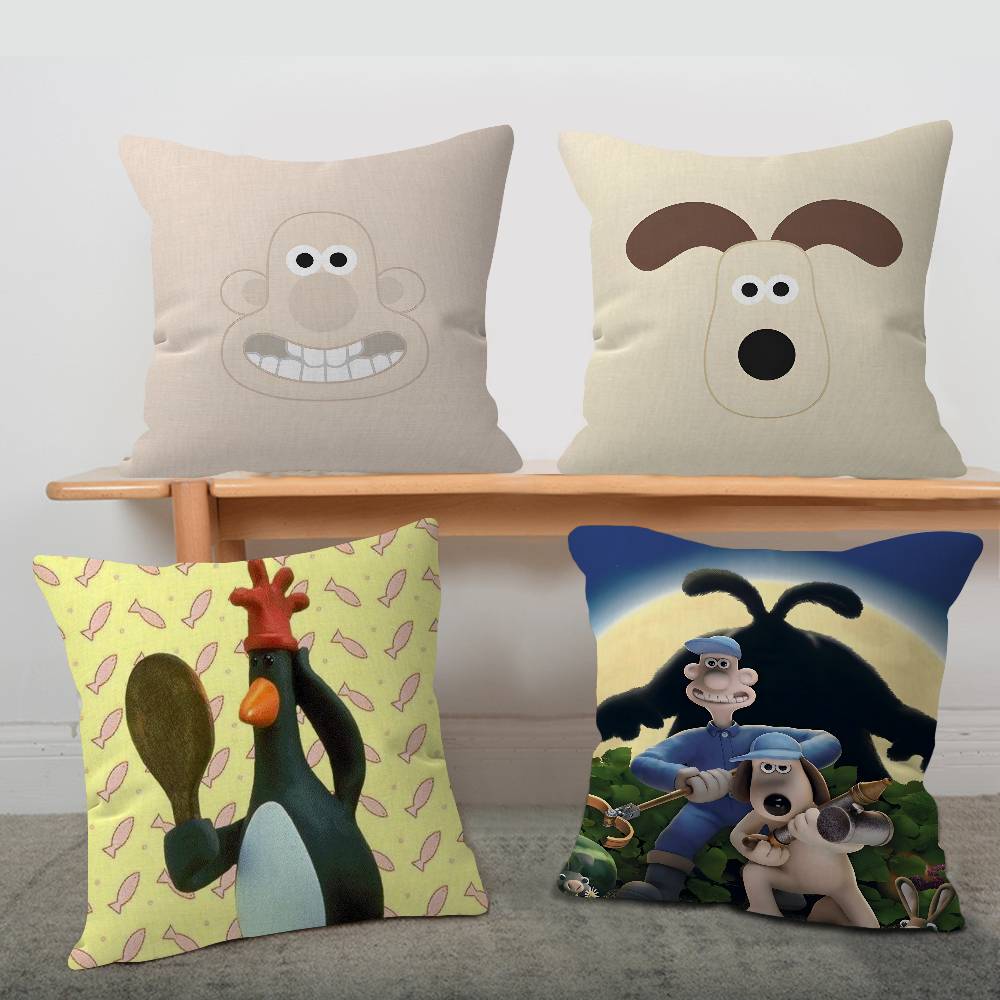 Kawaii WWallace und Gromit Anime Kissenbezug Zoll Bauernhaus Dekor Heim Überwurfskissenbezüge Für Sofadekorationen