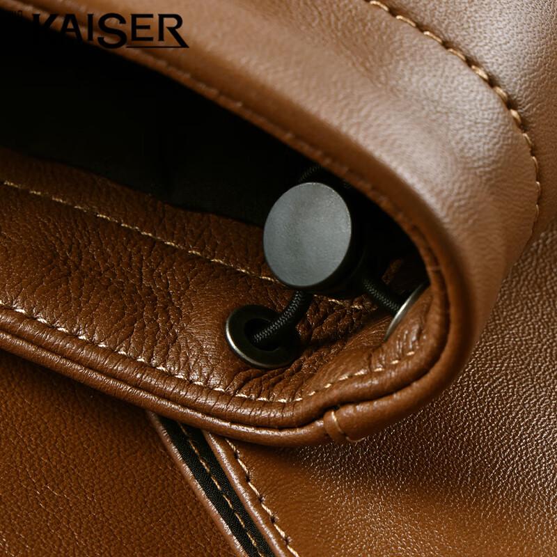 KAISER Men's Lambskin Lapel Motorcycle Leather Jacket