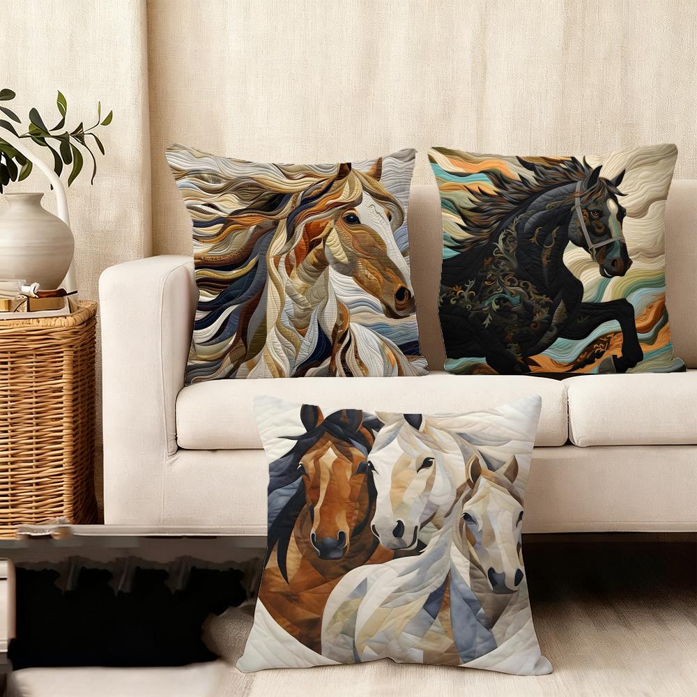 Druk Stylowy Koń Moda Poszewka na Poduszkę Pluszowa Tkanina Miękka Dwustronnie Drukowana Sofa Ciepła Zimowa Dom Dziecko Prezent Poszewka na Poduszkę